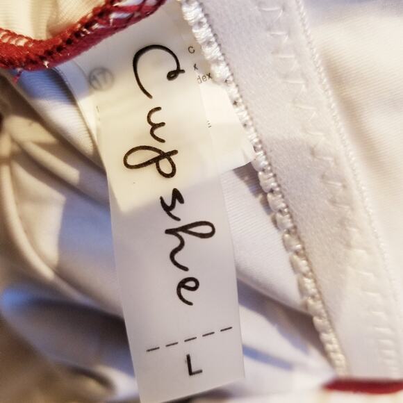 Cupshe NEW Burgundy Red One Piece Swimsuit Cross Over Tie Front Women's Size L - Picture 10 of 12